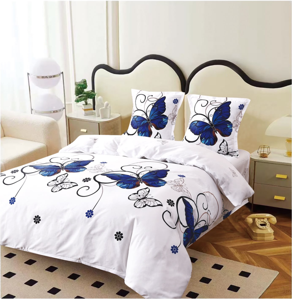Lenjerie set 4 piese ​​​​​​​King-size Fluturi Albastru Q19 (200 cm x 200-230 cm) - Pucioasa [2]