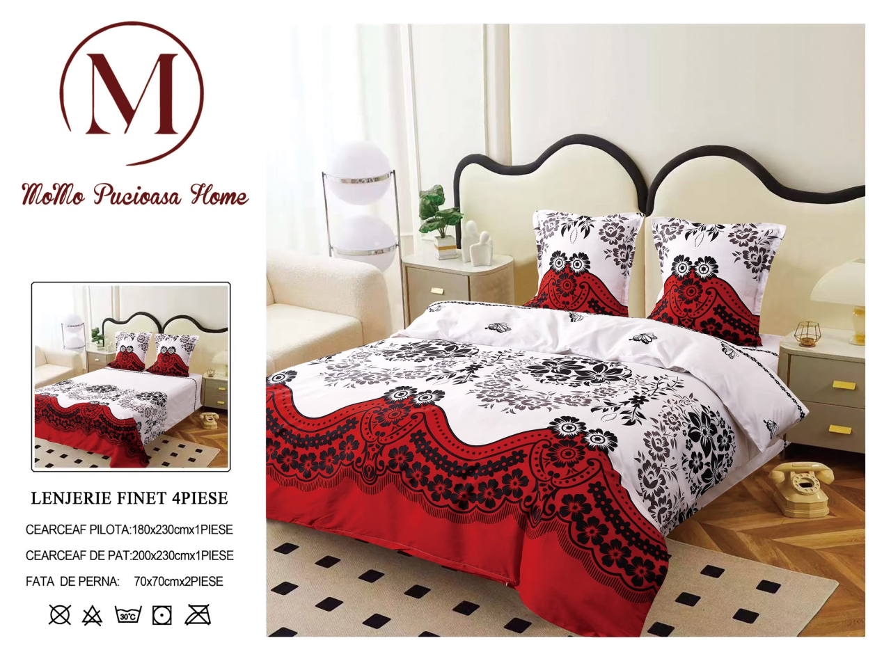 Lenjerie set 4 piese ​​​​​​​King-size Traditional Q24 (200 cm x 200-230 cm) - Pucioasa [2]