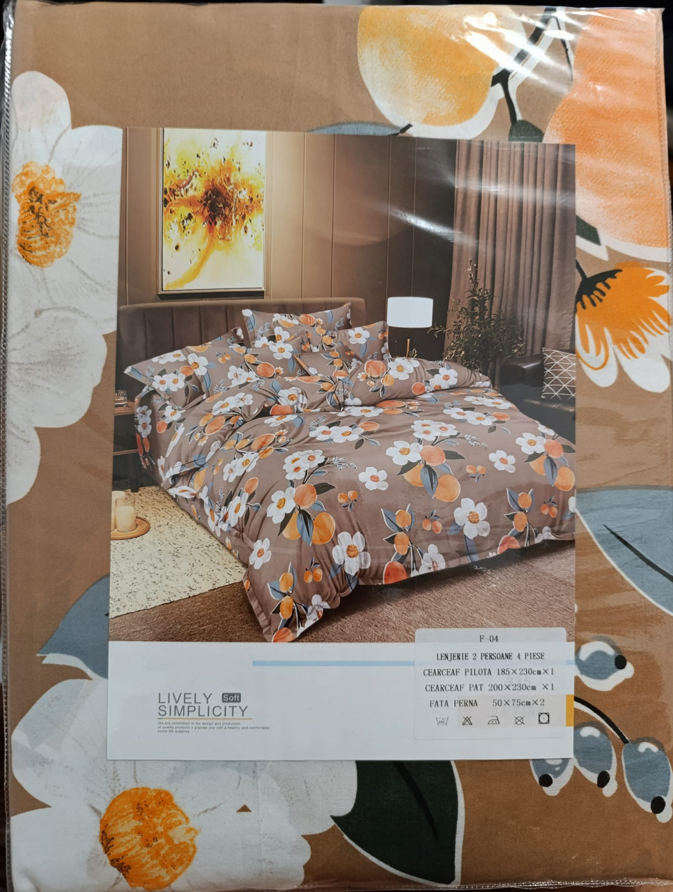 Lenjerie set 4 piese ​​​​​​​King-size Portocal F0200 (200 cm x 200-230 cm) [2]