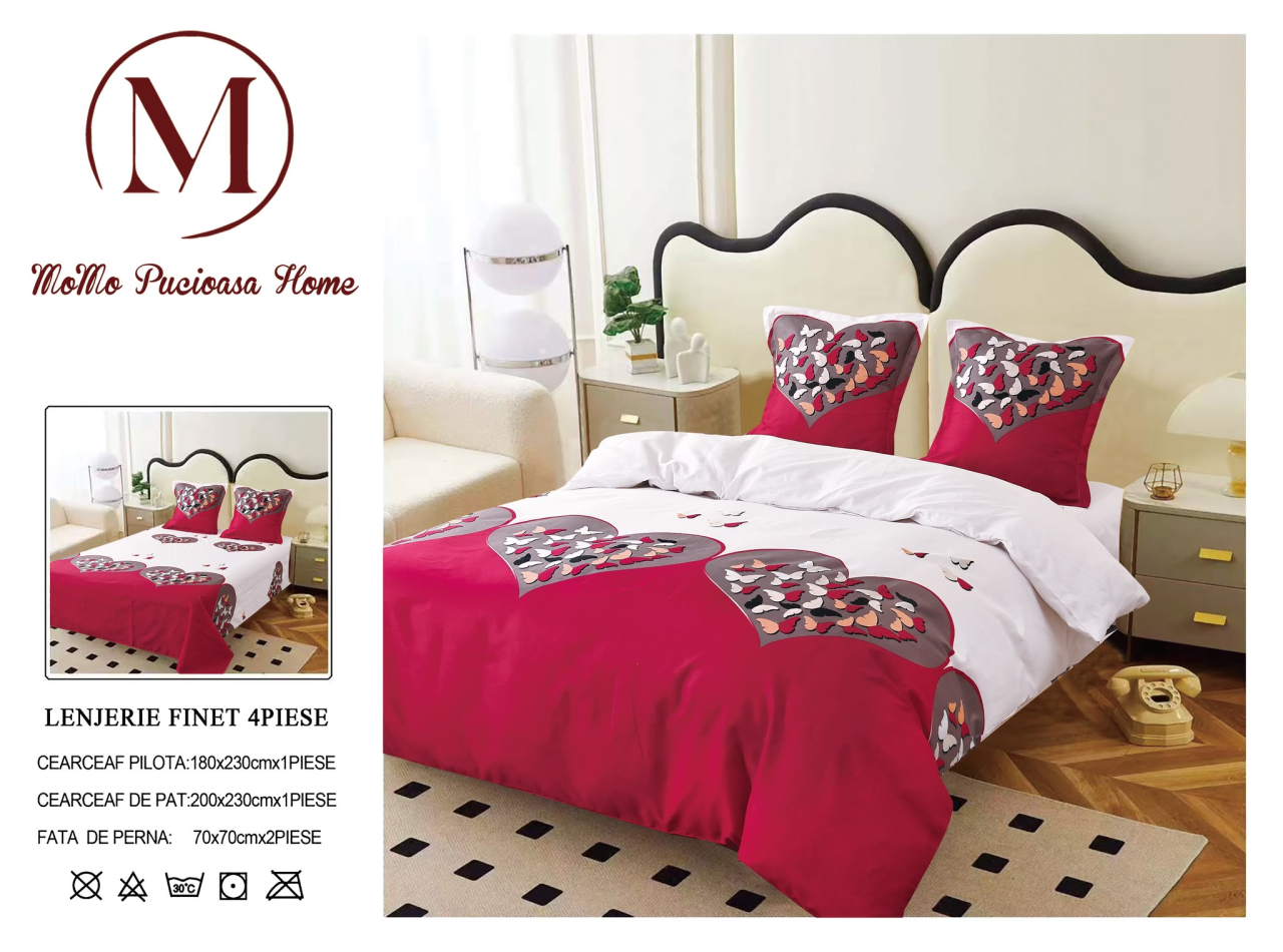 Lenjerie set 4 piese ​​​​​​​King-size Love Q14 (200 cm x 200-230 cm) - Pucioasa [3]