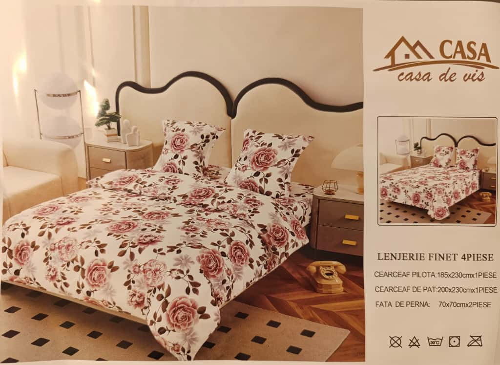 Lenjerie set 4 piese ​​​​​​​King-size Buchet Prafuit J17 (200 cm x 200-230 cm) - Pucioasa [2]