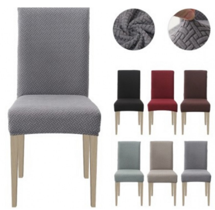 Set 6 Huse Scaun din Bumbac Embosat Gri [5]