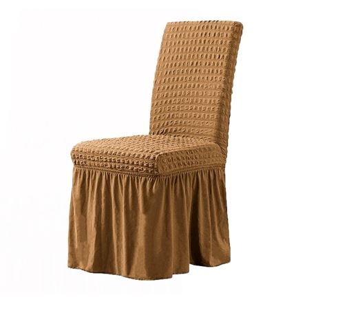 Set 6 Huse Scaun din Bumbac Embosat cu Volan, culoare caramiziu [1]