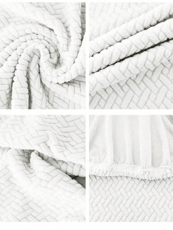 Set 6 Huse Scaun din Bumbac Embosat Alb [2]