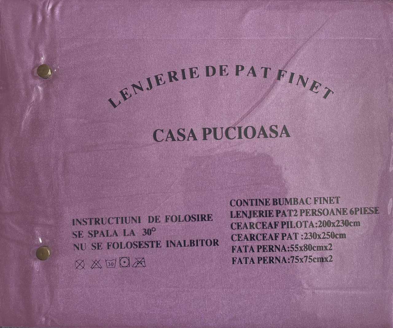 Set Lenjerie Pucioasa 6 piese king size Mov F2003 230x250cm Bumbac Finet [2]