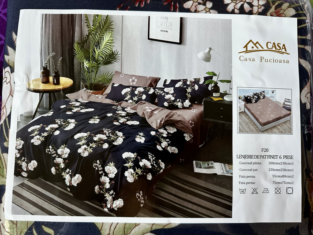 Set Lenjerie  Pucioasa 6 piese king size Sakura F2043 230x250cm Bumbac Finet [4]