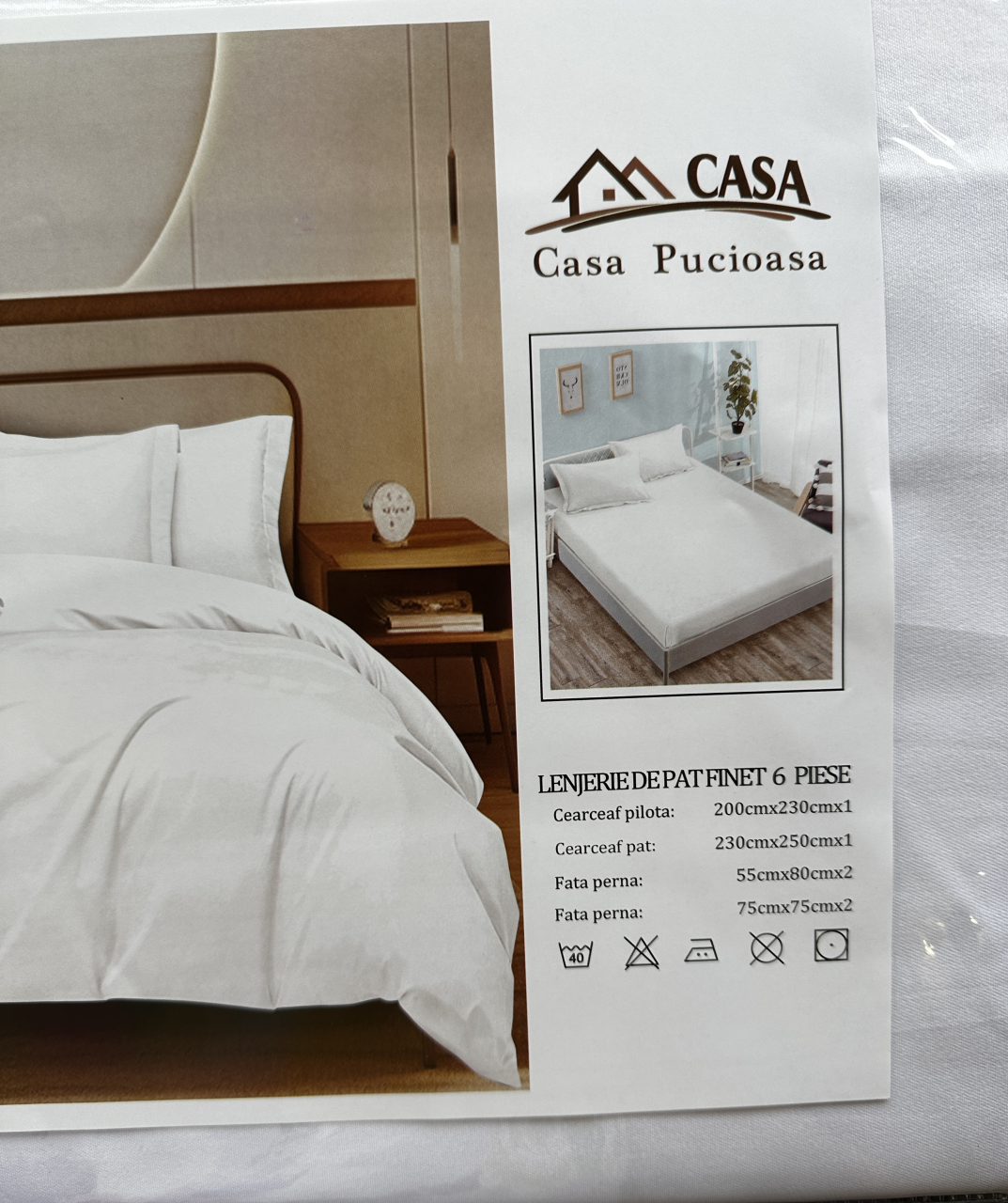 Set Lenjerie Pucioasa 6 piese king size Alb Imaculat F3113 230x250cm Bumbac Finet [2]