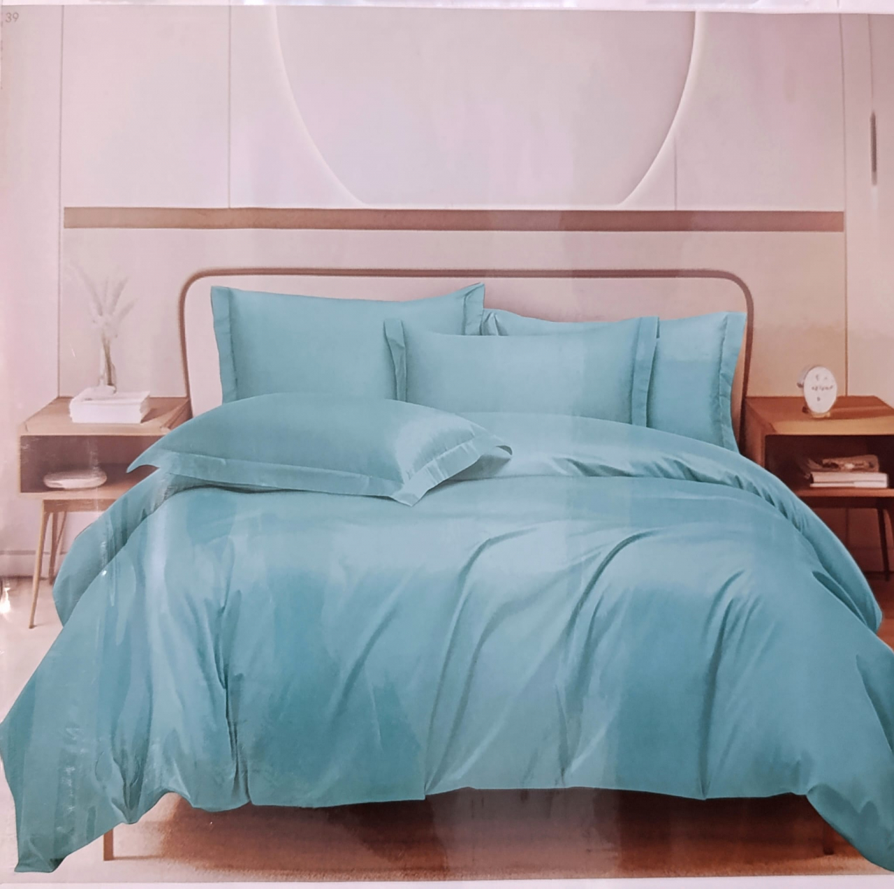 Set Lenjerie Pucioasa 6 piese king size Turcoaz F2004 230x250cm Bumbac Finet [3]