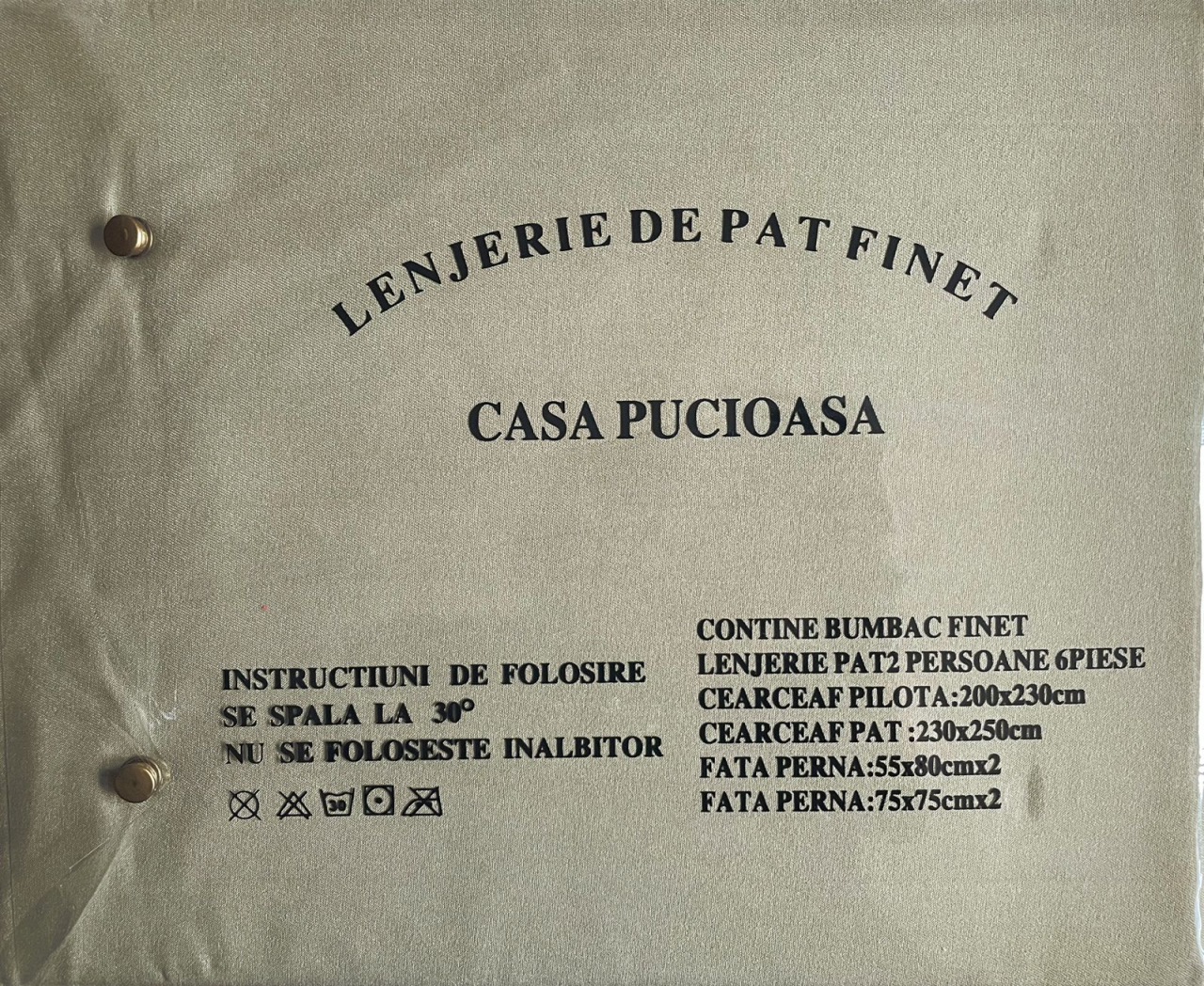 Set Lenjerie Pucioasa 6 piese king size Kaki F2010 230x250cm Bumbac Finet [2]