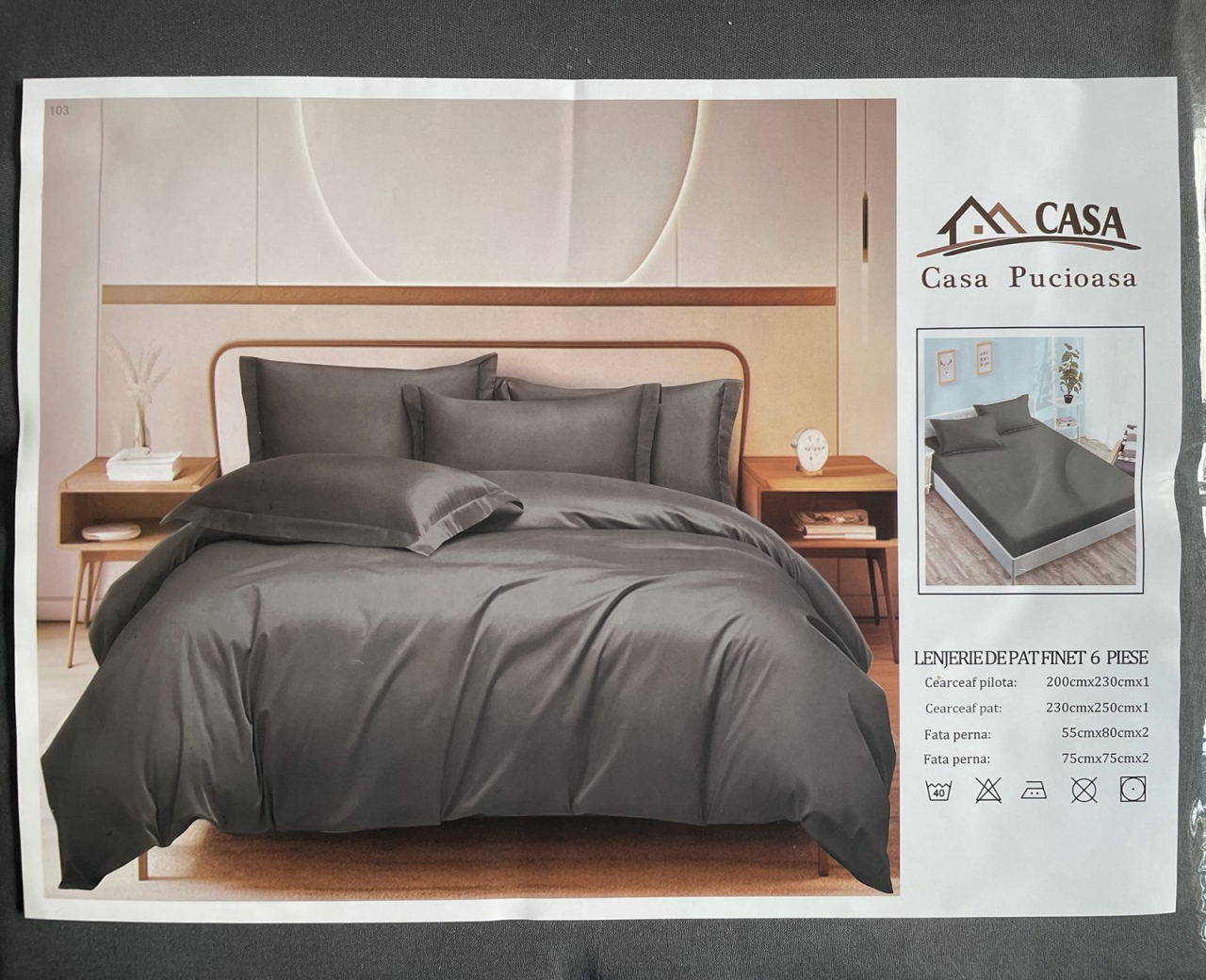 Set Lenjerie Pucioasa 6 piese king size Negru F2006 230x250cm Bumbac Finet [1]