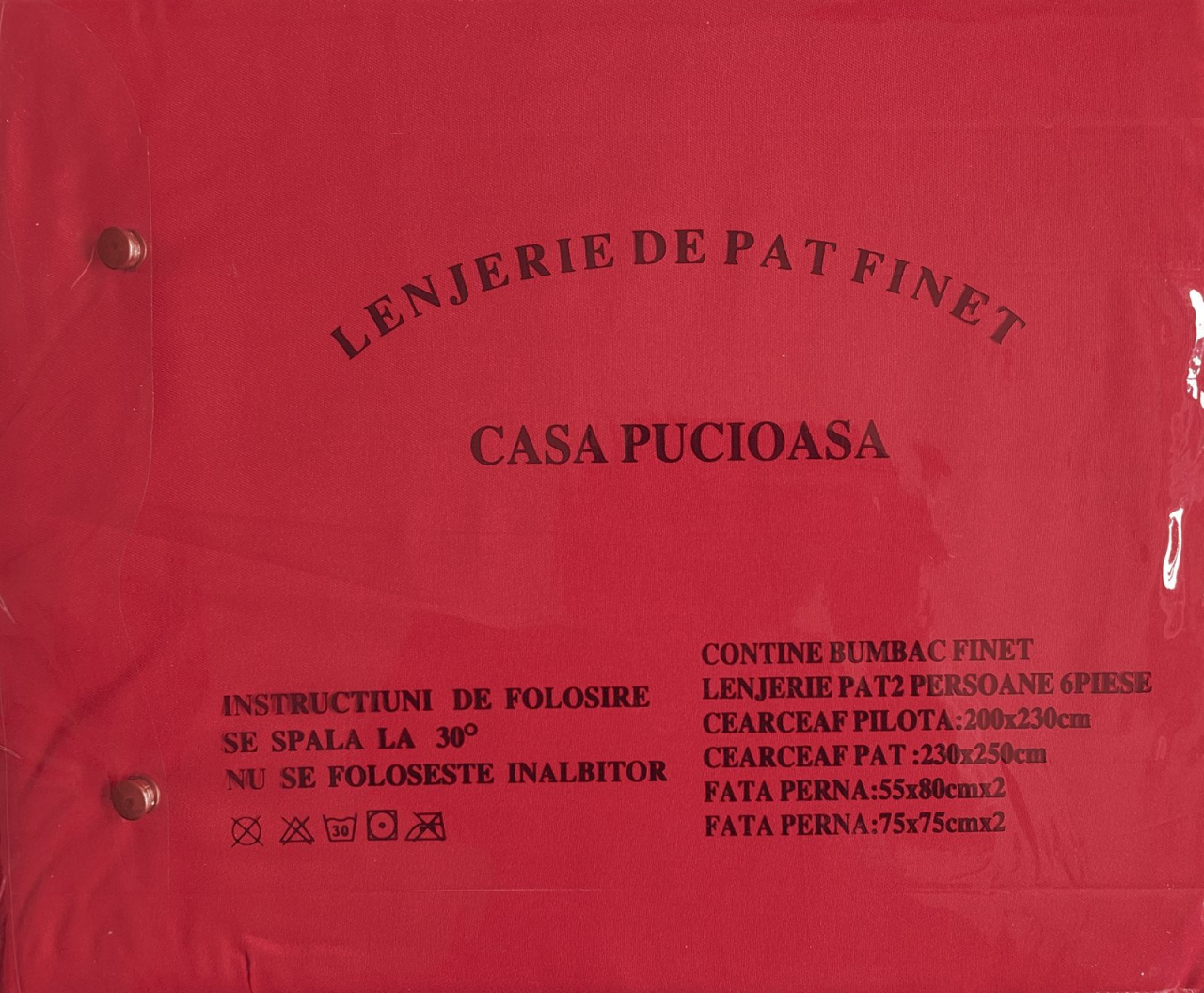 Set Lenjerie Pucioasa 6 piese King Size Rosu F2005 230x250cm Bumbac Finet [2]