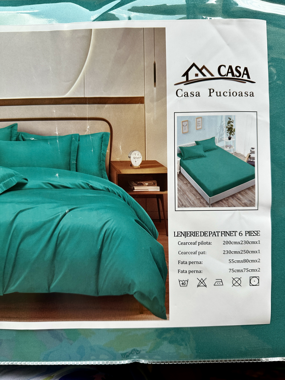 Set Lenjerie Pucioasa 6 piese king size Verde Regal F2014 230x250cm Bumbac Finet [2]