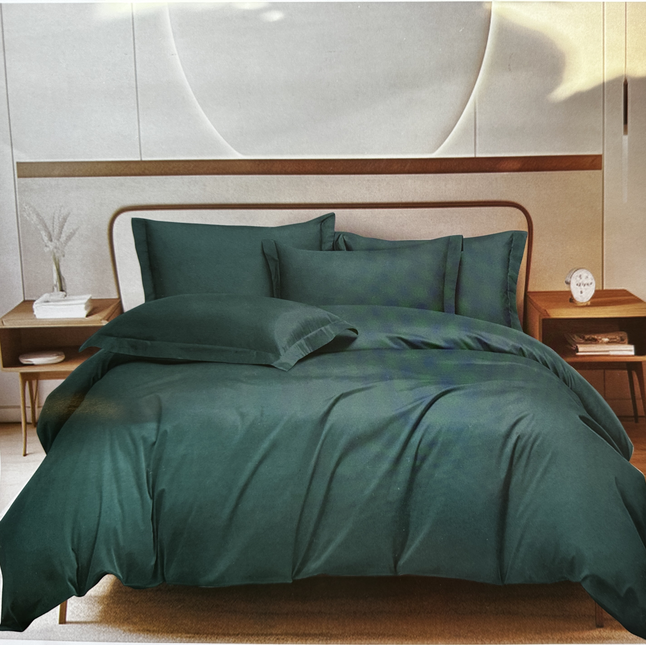 Set Lenjerie Pucioasa 6 piese king size Verde inchis F2012 230x250cm Bumbac Finet [2]