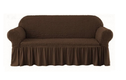 Set Huse Scaune/ Canapea/ Fotolii - Husa pentru canapea, 2 locuri, bumbac embosat Cu Volan , 135 si 175 cm latime