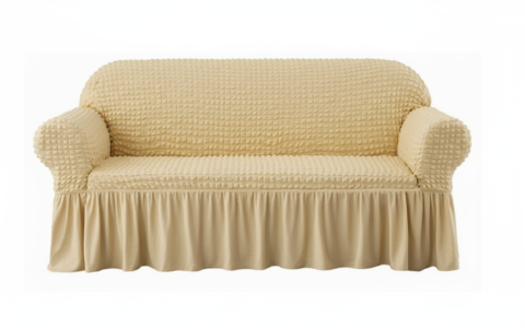 Set Huse Scaune/ Canapea/ Fotolii - Husa pentru canapea, 3 locuri, bumbac embosat Cu Volan , 180 cm la 225 cm Culoare: UNT