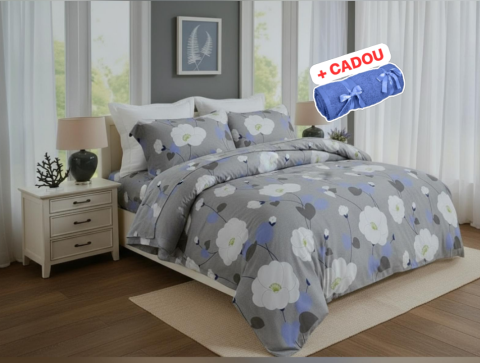 Lenjerii O Persoana - Lenjerie pat o persoana Bujor Alb Cod: S031 (170x220cm) + CADOU Prosop 50x90cm 100% Bumbac