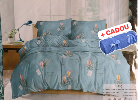 Lenjerii O Persoana - Lenjerie pat o persoana Crin Cod: S037 (170x220cm) + CADOU Prosop 50x90cm 100% Bumbac