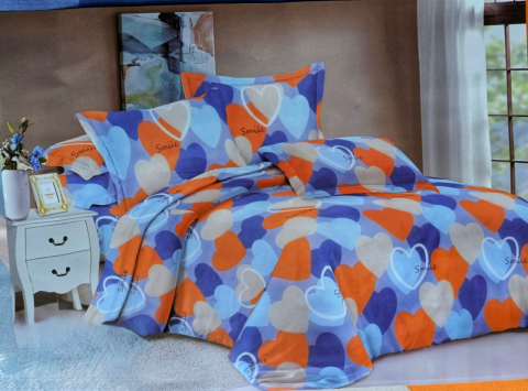 Lenjerie pat o persoana Inimioare Cod: S021 (170x220cm) + CADOU Prosop 50x90cm 100% Bumbac [2]