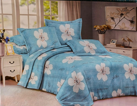 Lenjerie pat o persoana Bleumarin Cod: S024 (170x220cm) + CADOU Prosop 50x90cm 100% Bumbac [2]