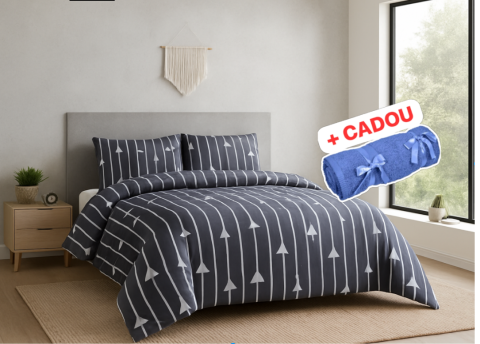 Lenjerii O Persoana - Lenjerie pat o persoana Triunghiuri Cod: S044 (170x220cm) + CADOU Prosop 50x90cm 100% Bumbac