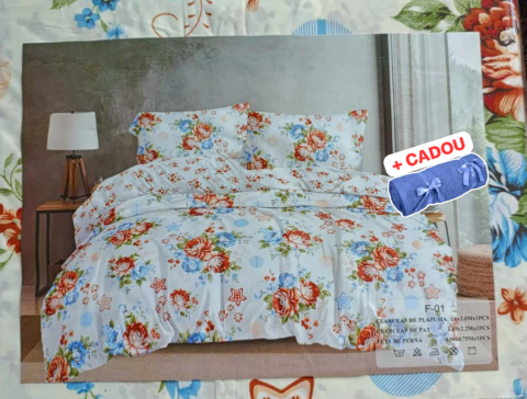 Lenjerii O Persoana - Lenjerie pat o persoana Multifloral Cod: S052 (170x220cm) + CADOU Prosop 50x90cm 100% Bumbac