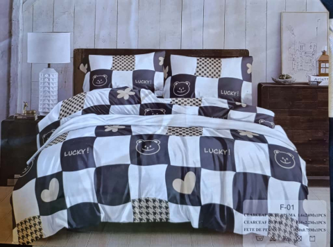 Lenjerie pat o persoana Ursulet Cod: S045 (170x220cm) + CADOU Prosop 50x90cm 100% Bumbac [1]