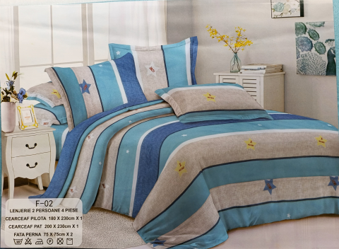 Lenjerii - Lenjerie set 4 piese ​​​​​​​King-size Marine Cod F0218 (200 cm x 200-230 cm)