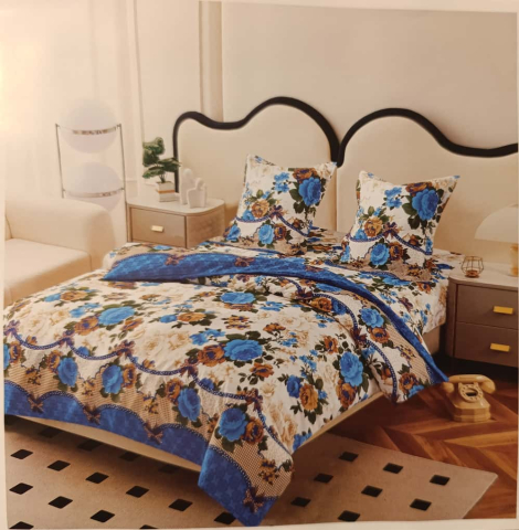 Lenjerii - Lenjerie set 4 piese ​​​​​​​King-size Buchet BLU J223 (200 cm x 200-230 cm) - Pucioasa