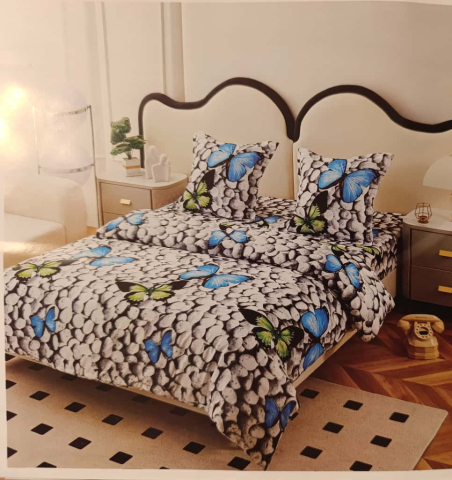 Lenjerii - Lenjerie set 4 piese ​​​​​​​King-size Crin maro J12 (200 cm x 200-230 cm) - Pucioasa