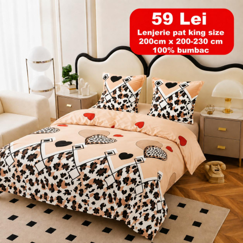 Lenjerii - Lenjerie set 4 piese ​​​​​​​King-size Romantic Q50 (200 cm x 200-230 cm)
