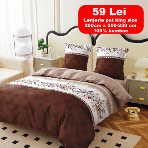 Lenjerii - Lenjerie set 4 piese ​​​​​​​King-size Elegant Q30 (200 cm x 200-230 cm)