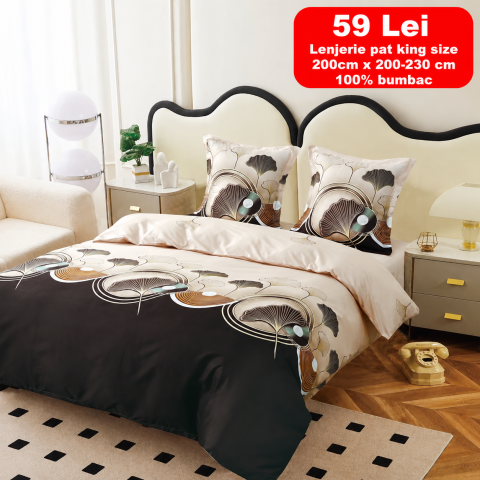 Lenjerii - Lenjerie set 4 piese ​​​​​​​King-size Evantai Q29 (200 cm x 200-230 cm)