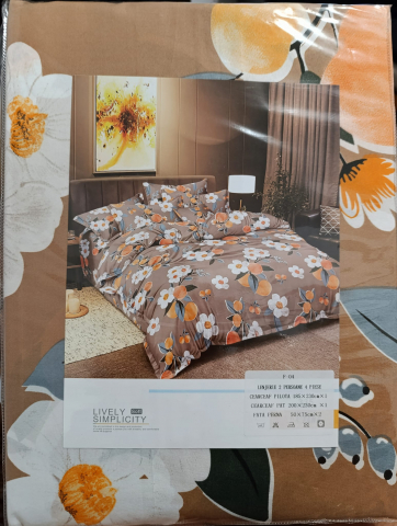 Lenjerie set 4 piese ​​​​​​​King-size Portocal F0200 (200 cm x 200-230 cm) [1]