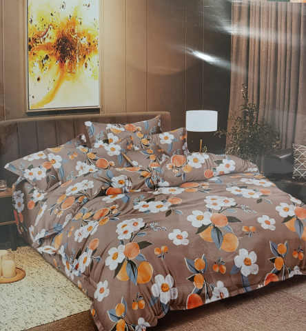 Lenjerii - Lenjerie set 4 piese ​​​​​​​King-size Portocal F0200 (200 cm x 200-230 cm)