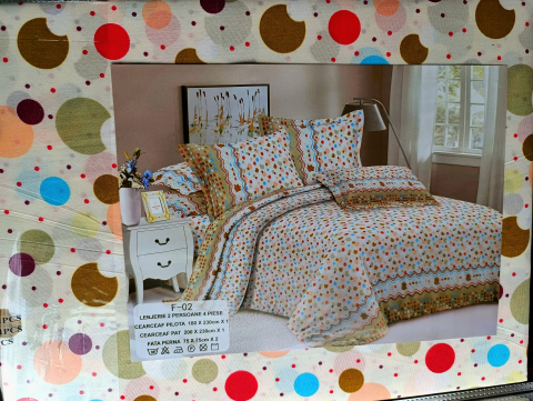 Lenjerie set 4 piese ​​​​​​​King-size  Buline Cod F0203 (200 cm x 200-230 cm) [1]