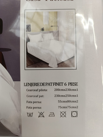 Lenjerie hoteliera King Size ALB F2002 230x250cm Bumbac Premium 100% [3]