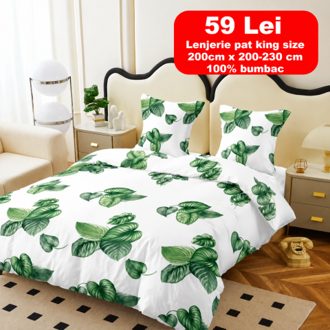 Lenjerii - Lenjerie set 4 piese ​​​​​​​King-size Jungla Q25 (200 cm x 200-230 cm)