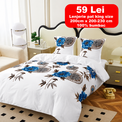 Lenjerii - Lenjerie set 4 piese ​​​​​​​King-size Mandala Q26 (200 cm x 200-230 cm)