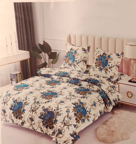 Lenjerii - Lenjerie set 4 piese ​​​​​​​King-size Trandafir Albastru J24 (200 cm x 200-230 cm) - Pucioasa