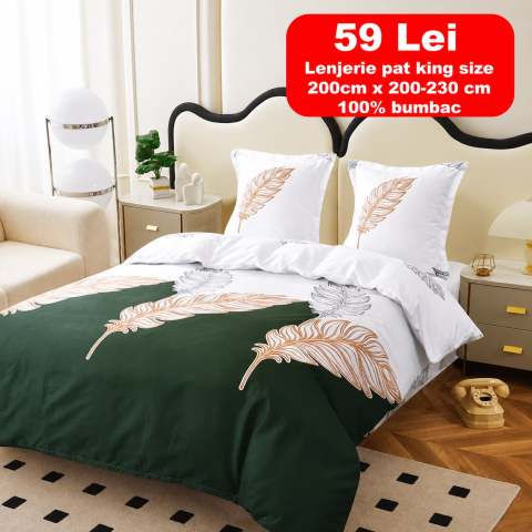 Lenjerii - Lenjerie set 4 piese ​​​​​​​King-size Pene Q16 (200 cm x 200-230 cm) - Pucioasa