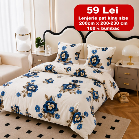 Lenjerii - Lenjerie set 4 piese ​​​​​​​King-size Petunia Q54 (200 cm x 200-230 cm)