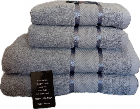 Prosoape - Set 4 Prosoape de Lux ROYAL Calitatea I Gri 100% Bumbac Pieptanat 650 g/mp