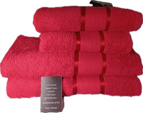 Prosoape - Set 4 Prosoape de Lux ROYAL Calitatea I Rosu 100% Bumbac Pieptanat 650 g/mp
