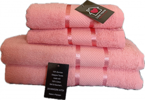 Prosoape - Set 4 Prosoape de Lux ROYAL Calitatea I Roz 100% Bumbac Pieptanat 650 g/mp