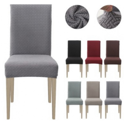 Set 6 Huse Scaun din Bumbac Embosat Gri [4]