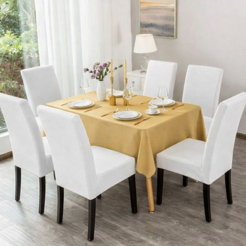 Set Huse Scaune/ Canapea/ Fotolii - Set 6 Huse Scaun din Bumbac Embosat Alb