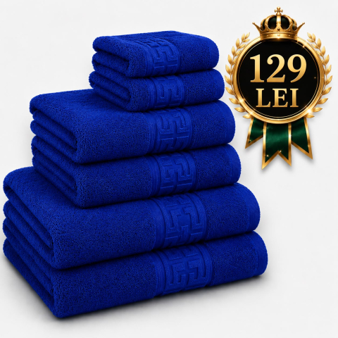 Prosoape - Set 6 Prosoape de Lux ROYAL BLUE  100% Bumbac Pieptanat 650 g/mp