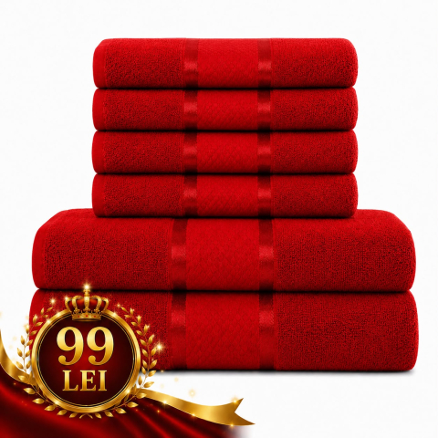 Prosoape - Set 6 Prosoape de Lux ROYAL Calitatea I Visiniu 100% Bumbac Pieptanat 550 g/mp
