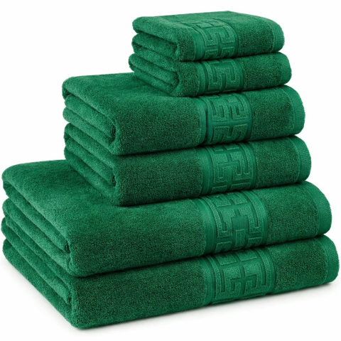 Set 6 Prosoape de Lux ROYAL Green  100% Bumbac Pieptanat 650 g/mp