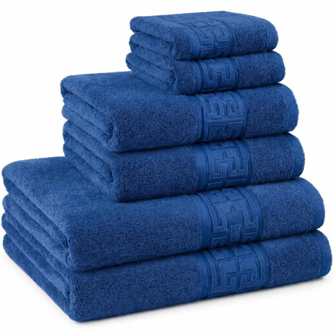 Prosoape - Set 6 Prosoape de Lux ROYAL BLUE  100% Bumbac Pieptanat 650 g/mp